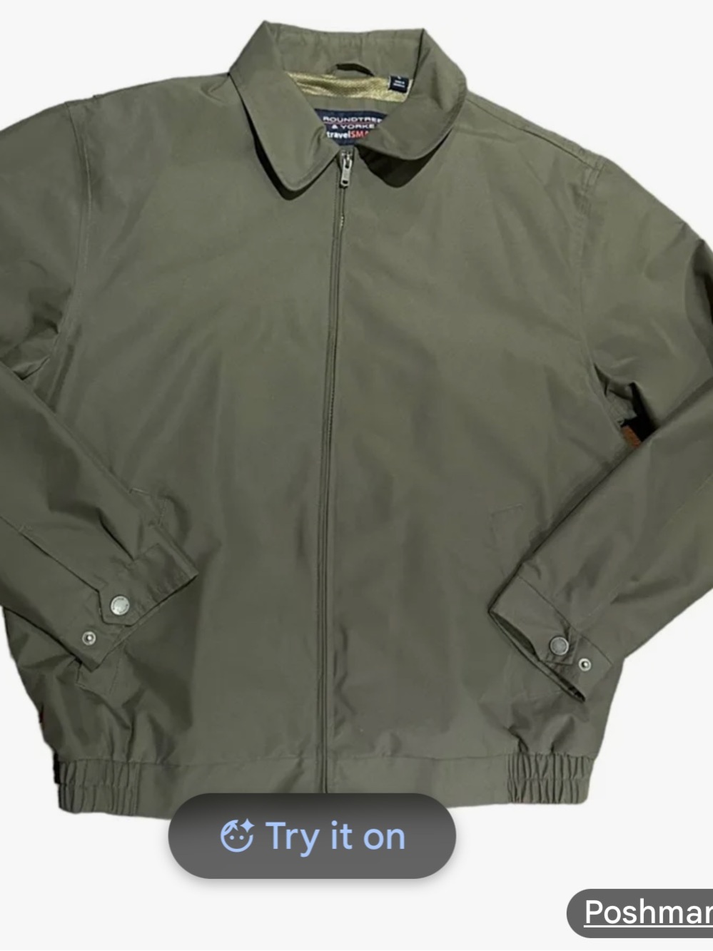 New Roundtree & Yorke Men's Olive Lightweight Zip-Front Windbreaker 3XL Tall